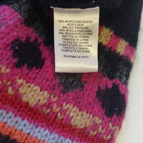 Mohair & Wool Cardigan Full Zip Boho Black & Pink Sz Small So Blue Sigrid Olsen - Picture 9 of 9
